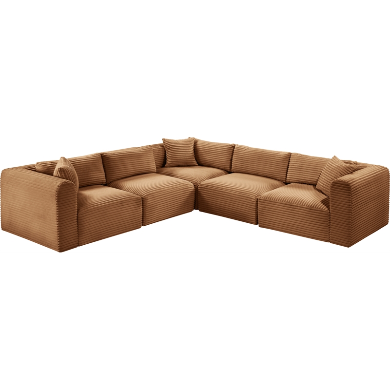 Meridian Furniture 5-Piece Saddle Corduroy Performance Fabric Modular Sectional