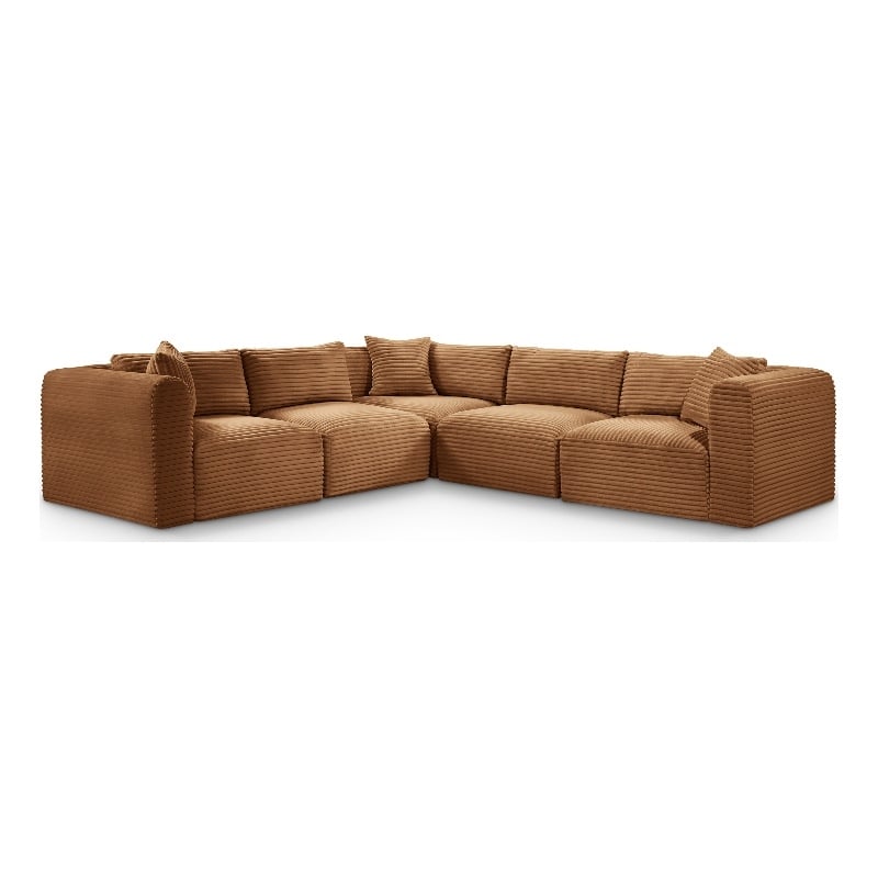 Meridian Furniture 5-Piece Saddle Corduroy Performance Fabric Modular Sectional
