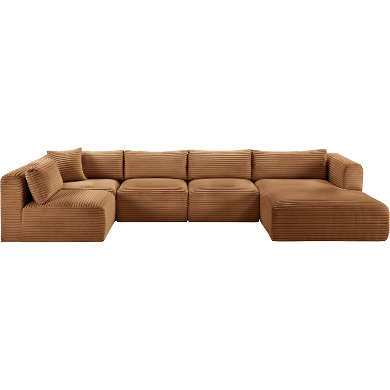 Meridian Furniture 5-Piece Saddle Corduroy Performance Fabric Modular Sectional