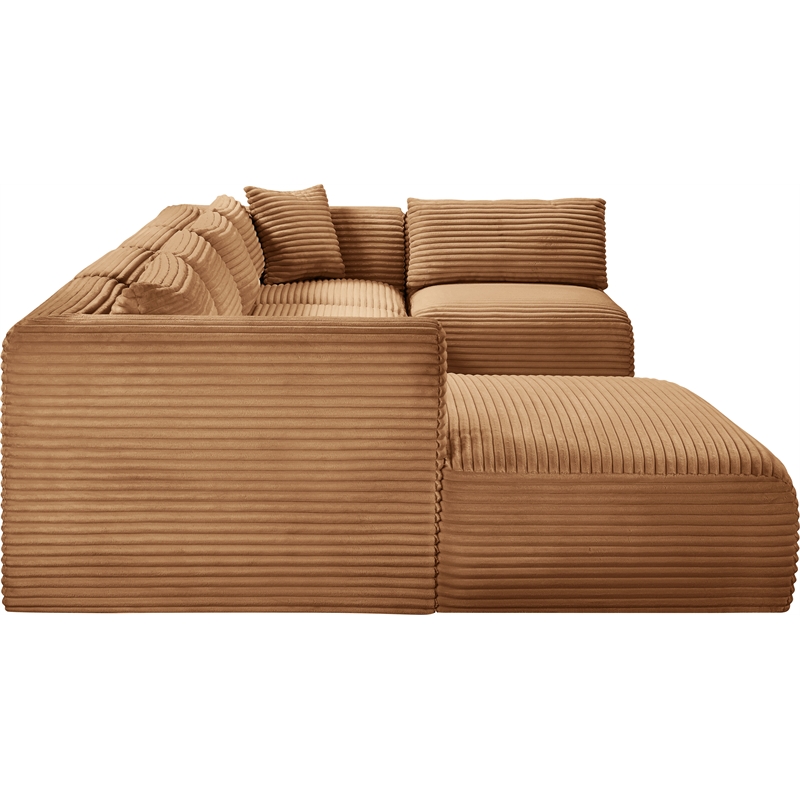 Meridian Furniture 5-Piece Saddle Corduroy Performance Fabric Modular Sectional