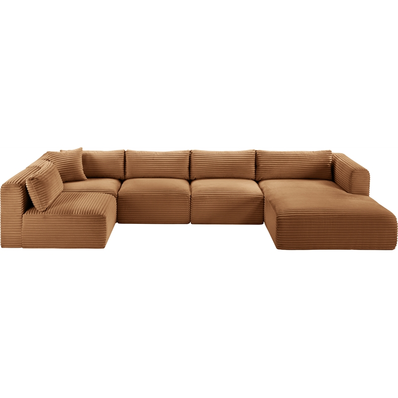 Meridian Furniture 5-Piece Saddle Corduroy Performance Fabric Modular Sectional