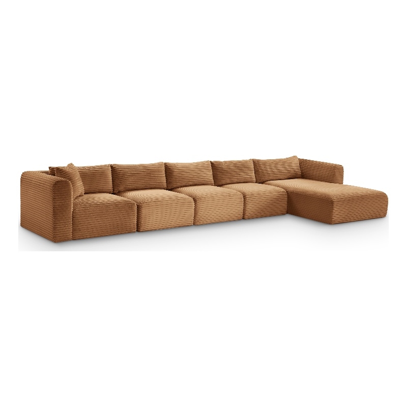 Meridian Furniture 5-Piece Saddle Corduroy Performance Fabric Modular Sectional