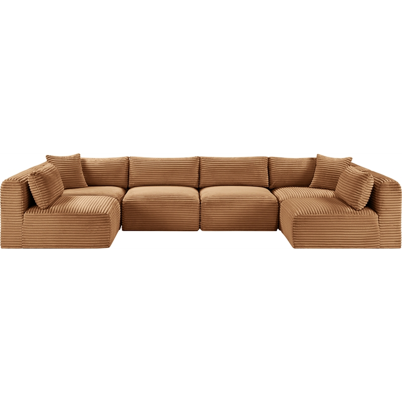 Meridian Furniture 6-Piece Saddle Corduroy Performance Fabric Modular Sectional