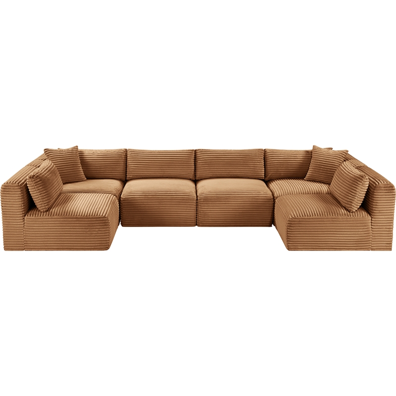 Meridian Furniture 6-Piece Saddle Corduroy Performance Fabric Modular Sectional