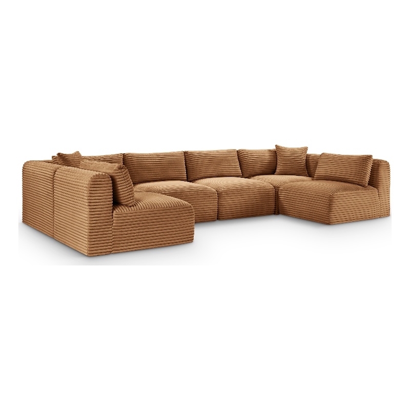 Meridian Furniture 6-Piece Saddle Corduroy Performance Fabric Modular Sectional