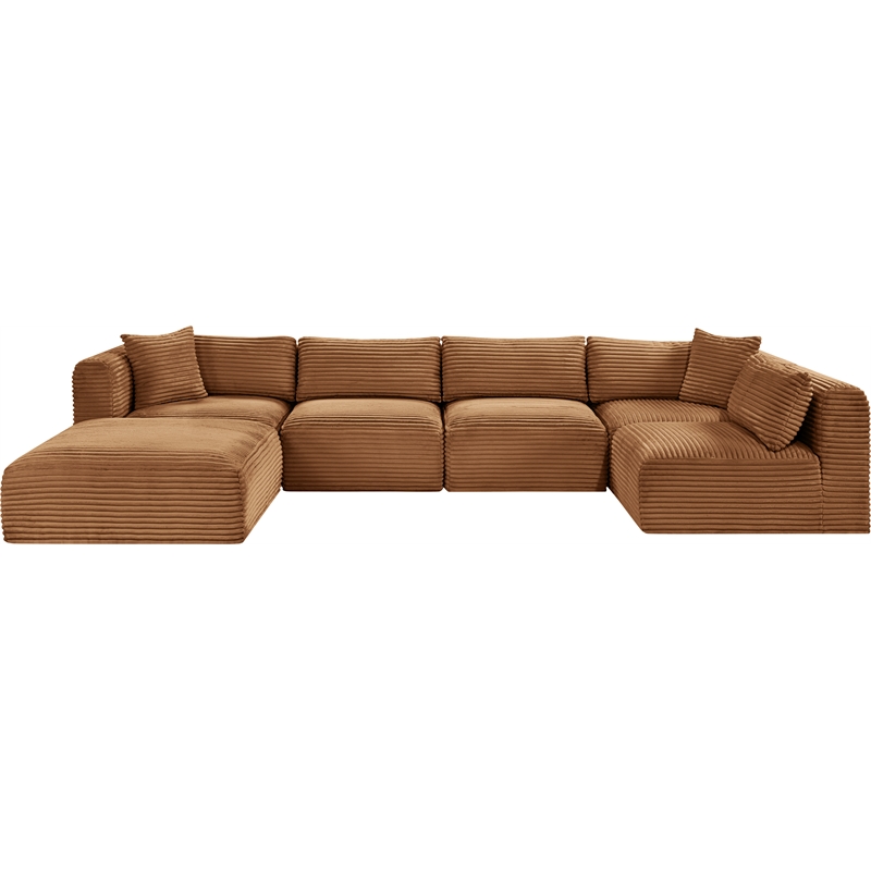 Meridian Furniture 6-Piece Saddle Corduroy Performance Fabric Modular Sectional