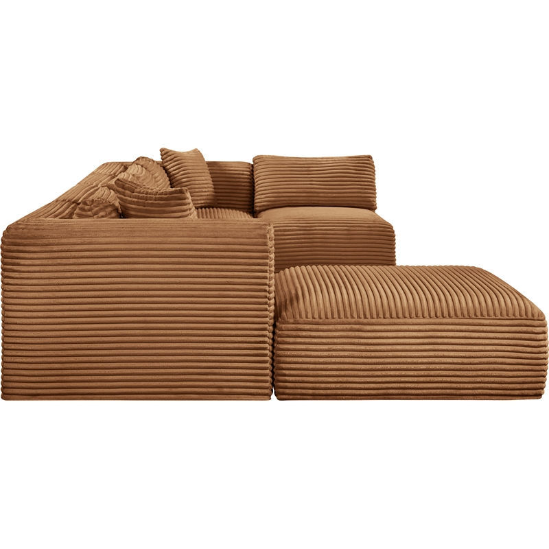 Meridian Furniture 6-Piece Saddle Corduroy Performance Fabric Modular Sectional