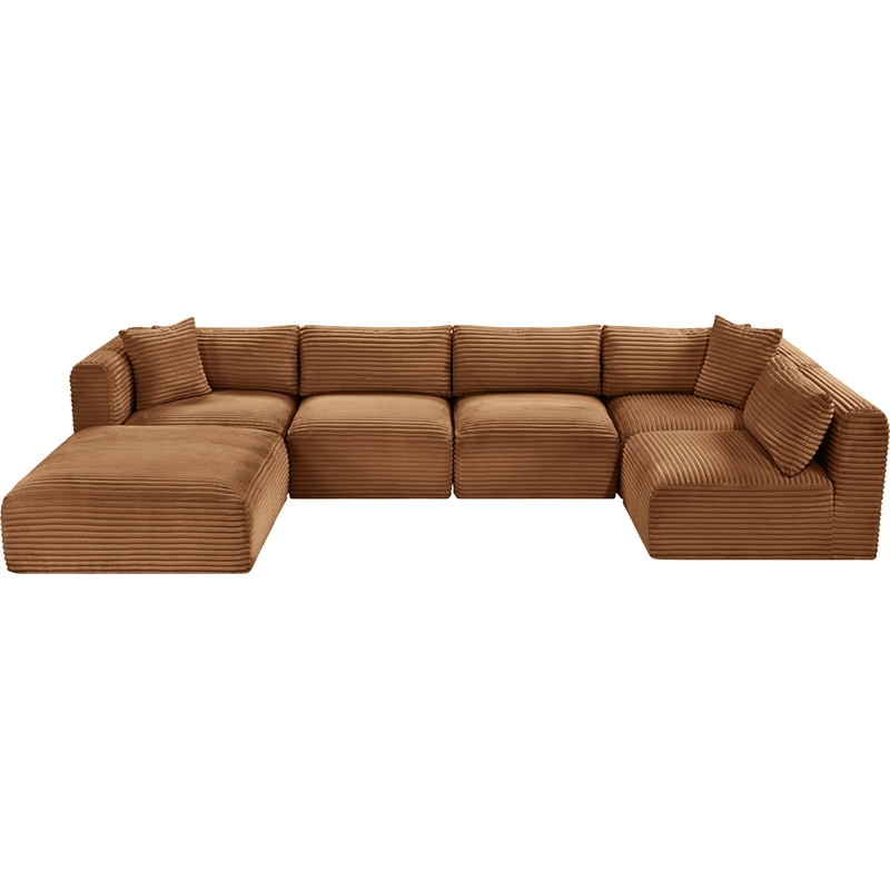 Meridian Furniture 6-Piece Saddle Corduroy Performance Fabric Modular Sectional
