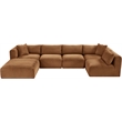 Meridian Furniture 6-Piece Saddle Corduroy Performance Fabric Modular Sectional