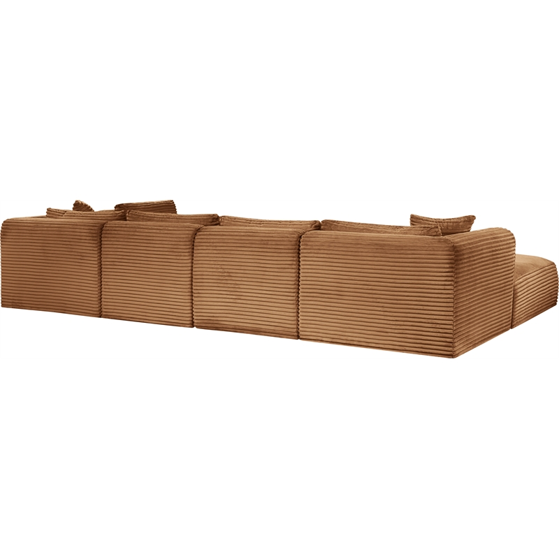 Meridian Furniture 6-Piece Saddle Corduroy Performance Fabric Modular Sectional