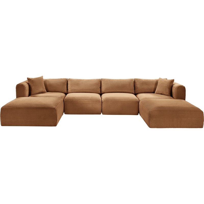 Meridian Furniture 6-Piece Saddle Corduroy Performance Fabric Modular Sectional