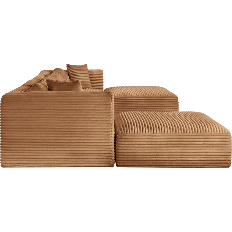 Meridian Furniture 6-Piece Saddle Corduroy Performance Fabric Modular Sectional