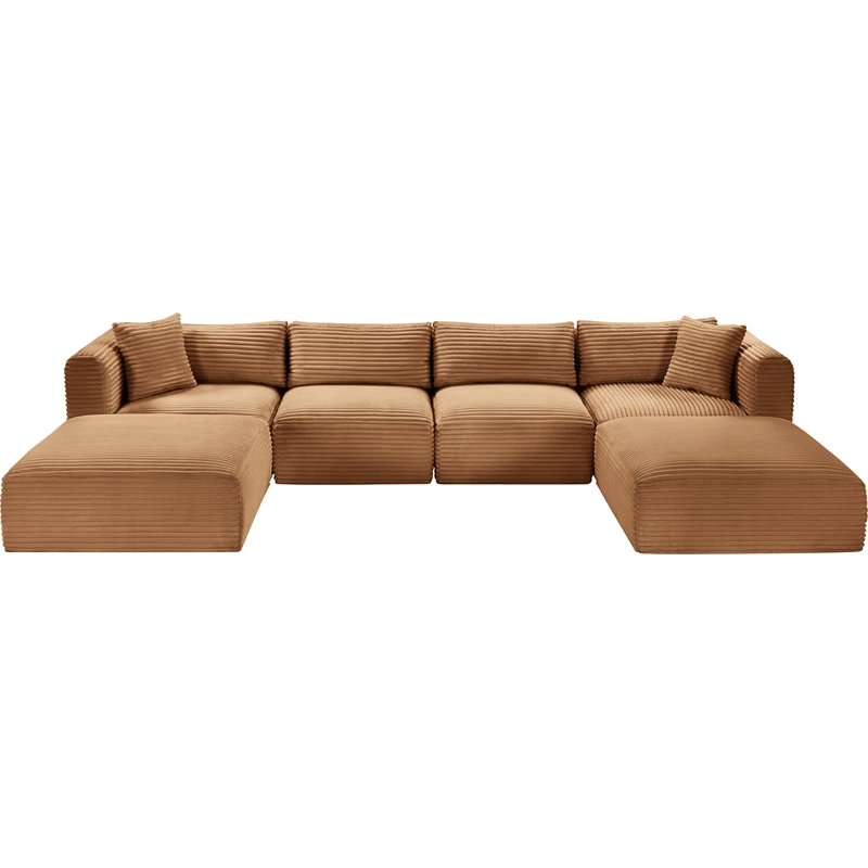 Meridian Furniture 6-Piece Saddle Corduroy Performance Fabric Modular Sectional