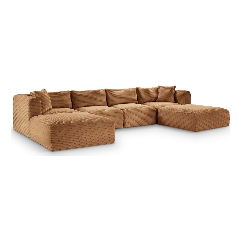 Meridian Furniture 6-Piece Saddle Corduroy Performance Fabric Modular Sectional