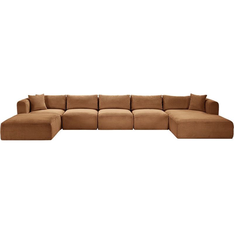 Meridian Furniture 6-Piece Saddle Corduroy Performance Fabric Modular Sectional
