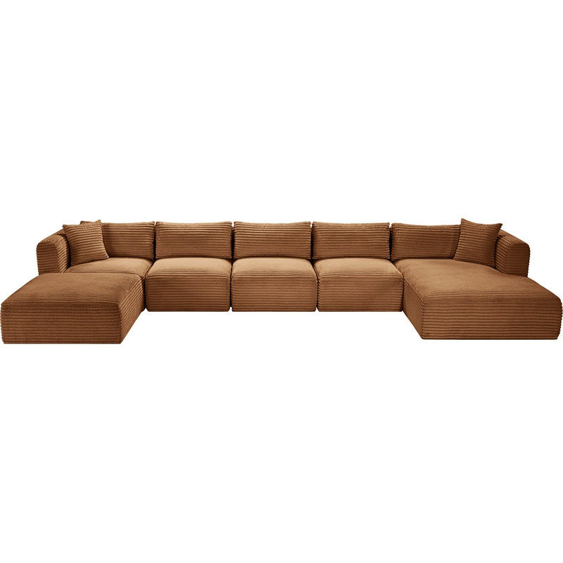 Meridian Furniture 6-Piece Saddle Corduroy Performance Fabric Modular Sectional