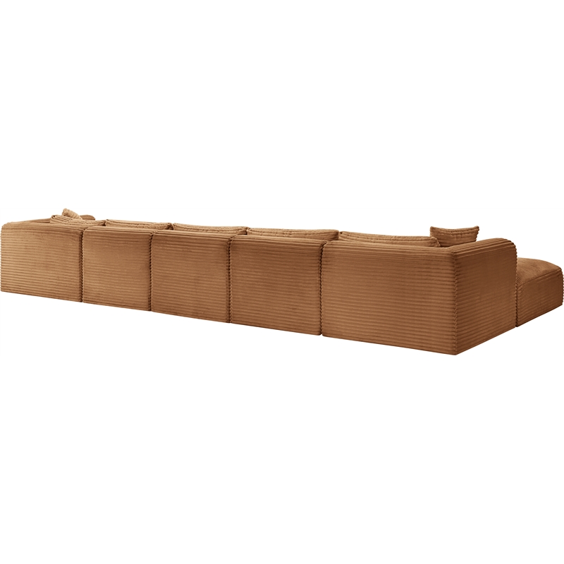Meridian Furniture 6-Piece Saddle Corduroy Performance Fabric Modular Sectional