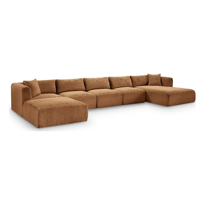 Meridian Furniture 6-Piece Saddle Corduroy Performance Fabric Modular Sectional
