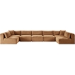 Meridian Furniture 7-Piece Saddle Corduroy Performance Fabric Modular Sectional