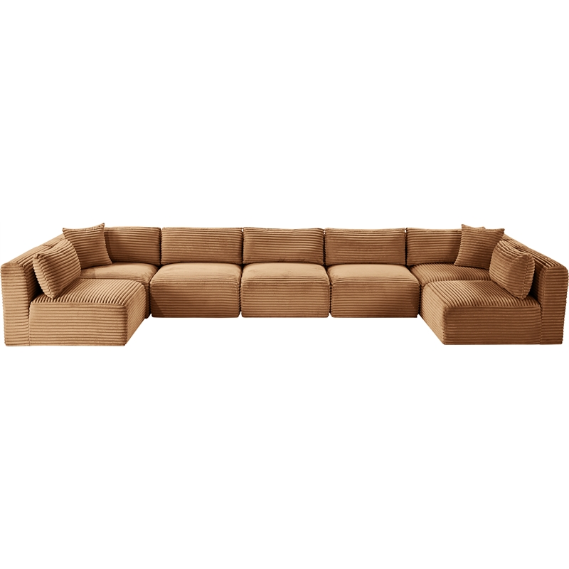 Meridian Furniture 7-Piece Saddle Corduroy Performance Fabric Modular Sectional
