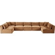 Meridian Furniture 7-Piece Saddle Corduroy Performance Fabric Modular Sectional