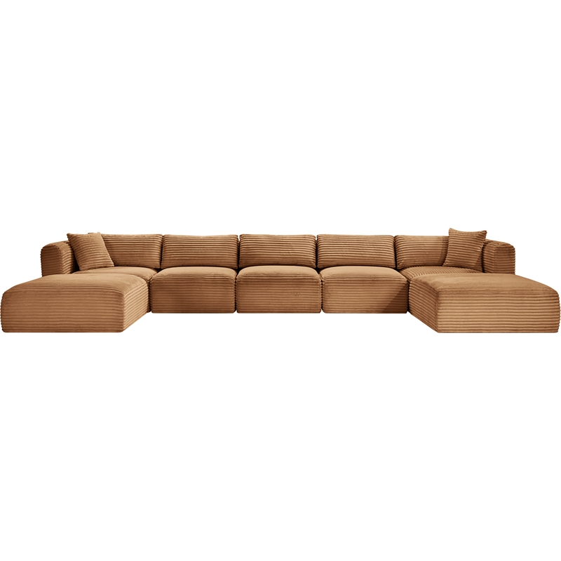 Meridian Furniture 7-Piece Saddle Corduroy Performance Fabric Modular Sectional