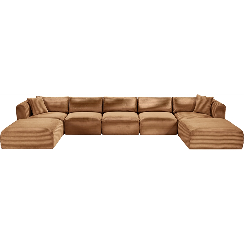 Meridian Furniture 7-Piece Saddle Corduroy Performance Fabric Modular Sectional