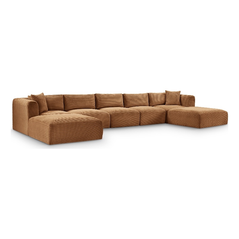 Meridian Furniture 7-Piece Saddle Corduroy Performance Fabric Modular Sectional