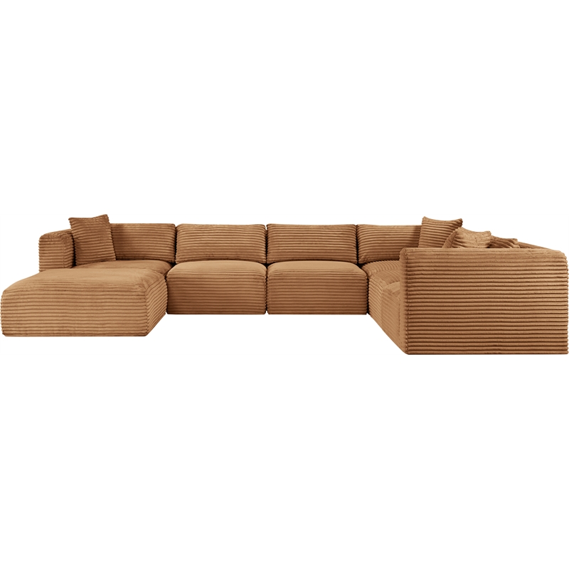 Meridian Furniture 7-Piece Saddle Corduroy Performance Fabric Modular Sectional