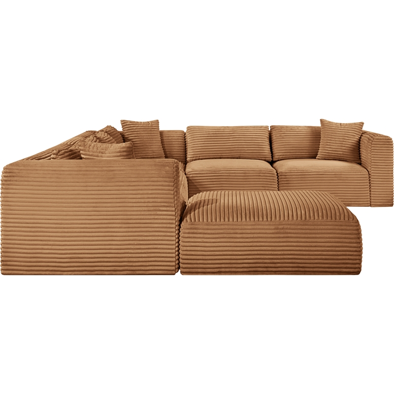 Meridian Furniture 7-Piece Saddle Corduroy Performance Fabric Modular Sectional