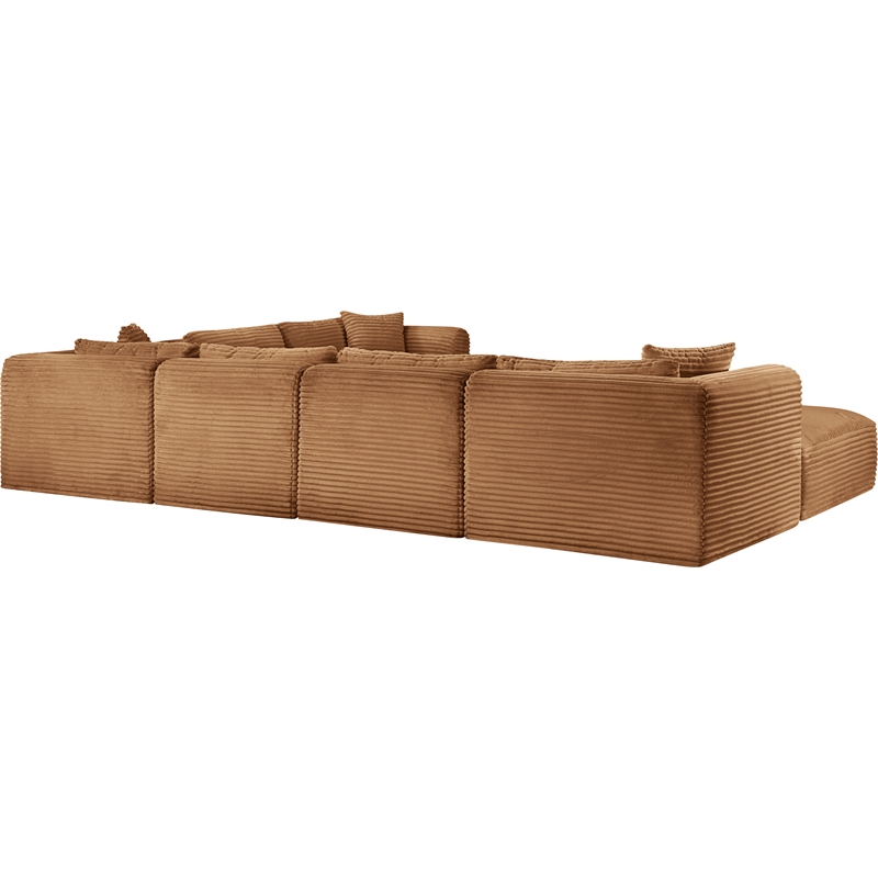 Meridian Furniture 7-Piece Saddle Corduroy Performance Fabric Modular Sectional