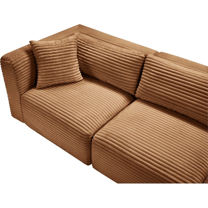 Meridian Furniture 7-Piece Saddle Corduroy Performance Fabric Modular Sectional