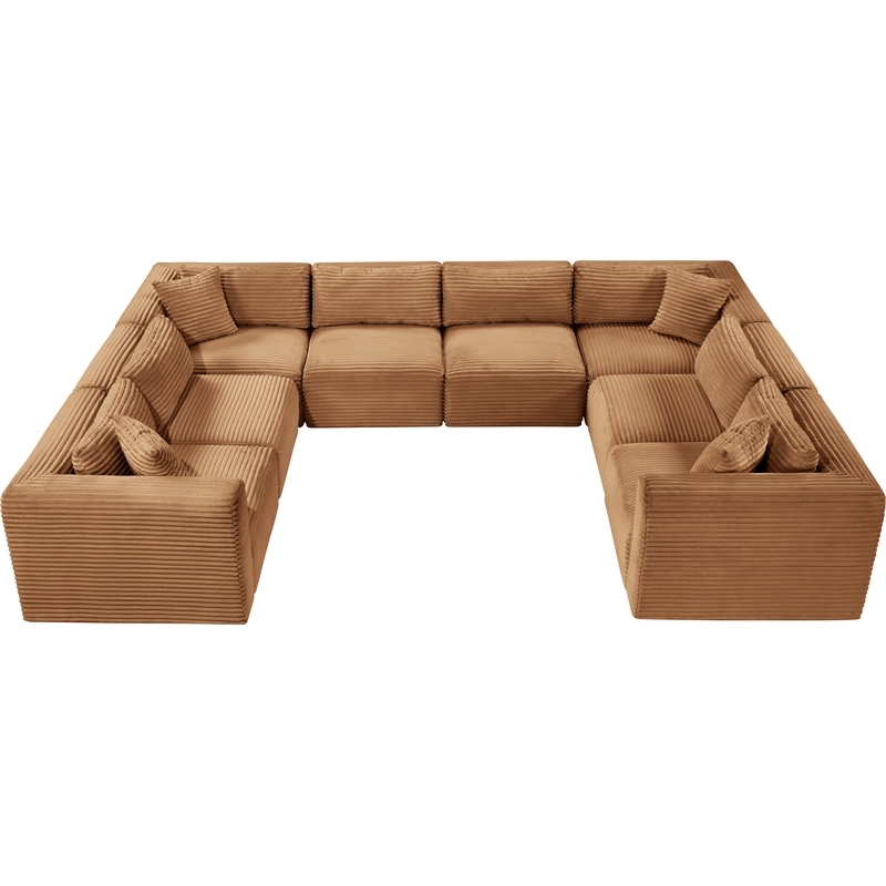 Meridian Furniture 8-Piece Saddle Corduroy Performance Fabric Modular Sectional