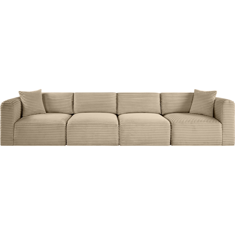 Meridian Furniture 4-Piece Taupe Corduroy Performance Fabric Modular Sofa