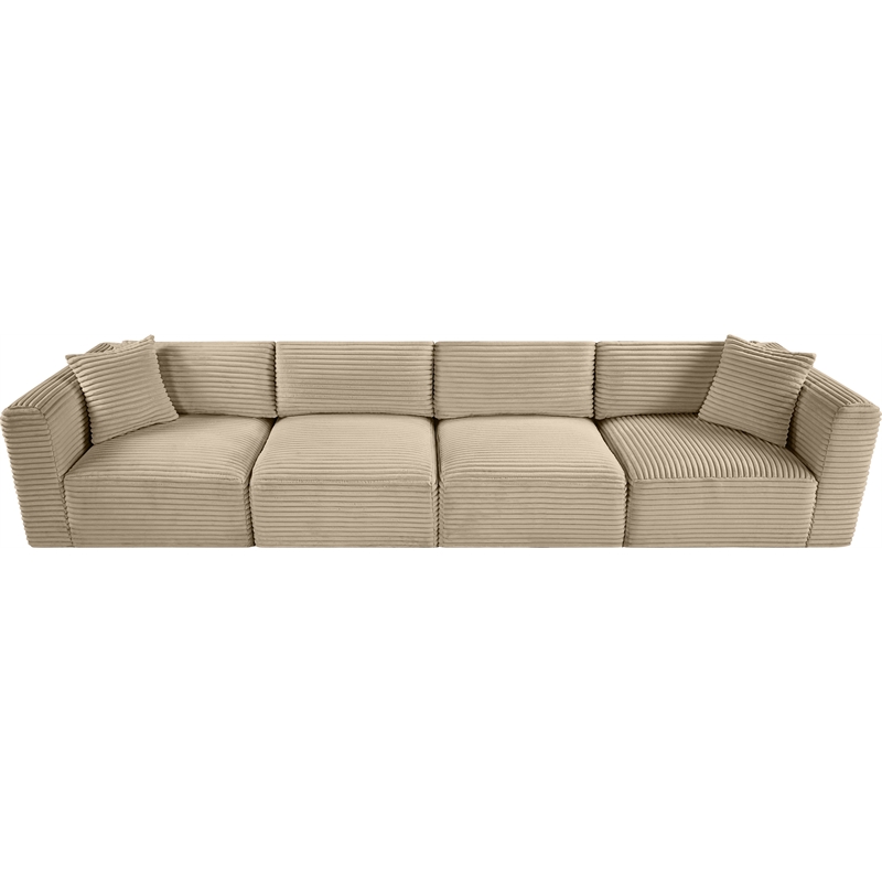 Meridian Furniture 4-Piece Taupe Corduroy Performance Fabric Modular Sofa
