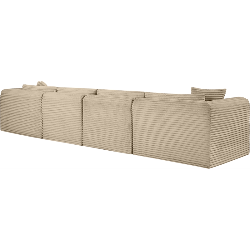 Meridian Furniture 4-Piece Taupe Corduroy Performance Fabric Modular Sofa
