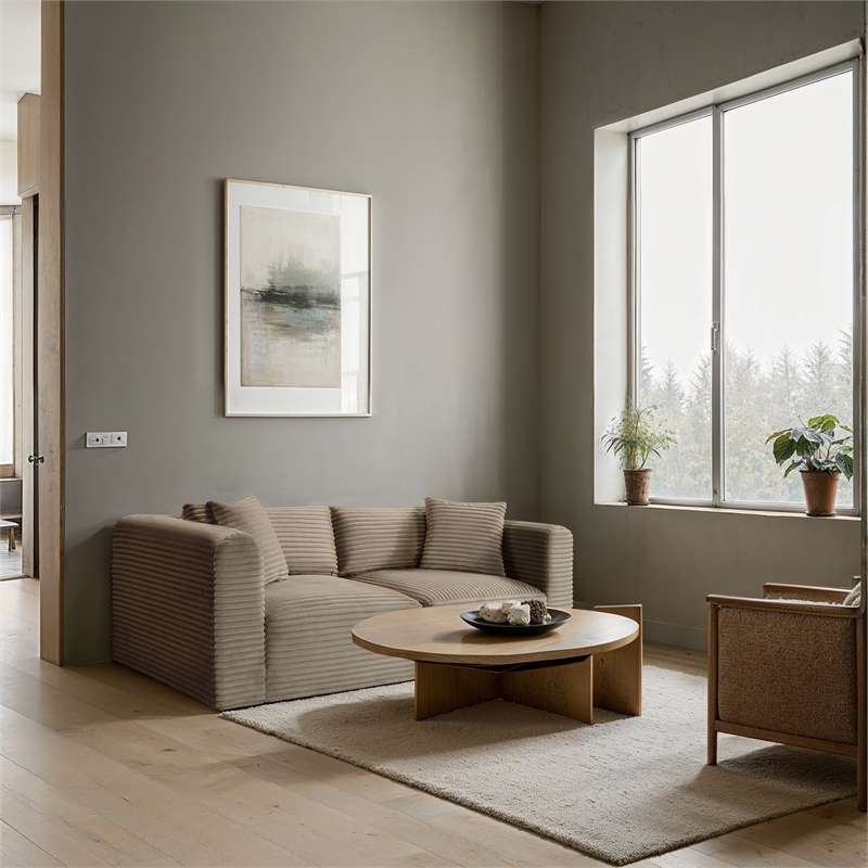Meridian Furniture 2-Piece Taupe Corduroy Performance Fabric Modular Sofa