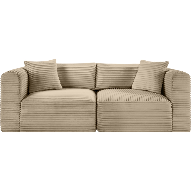 Meridian Furniture 2-Piece Taupe Corduroy Performance Fabric Modular Sofa
