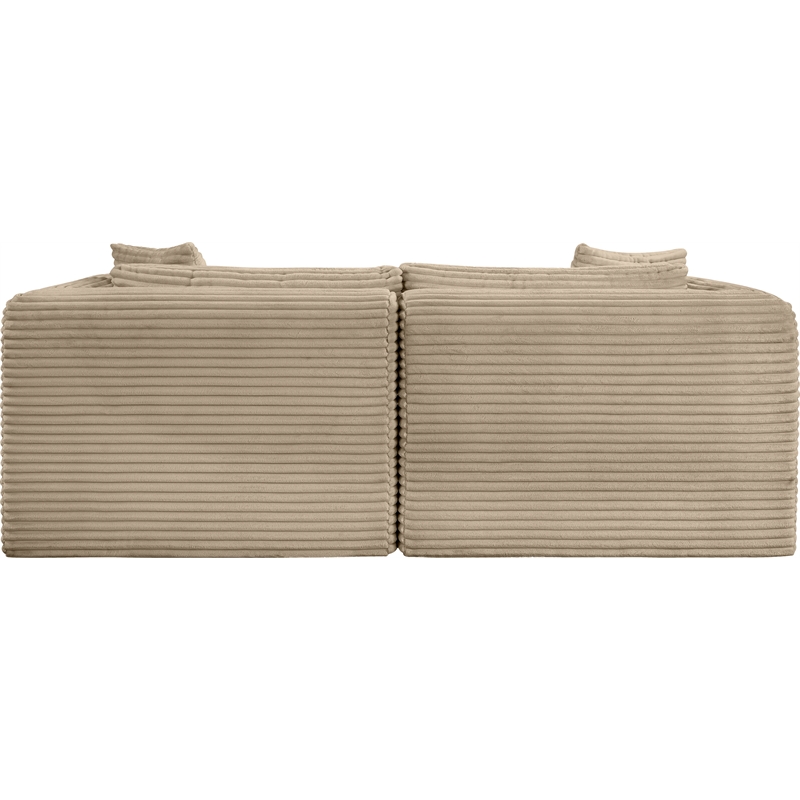 Meridian Furniture 2-Piece Taupe Corduroy Performance Fabric Modular Sofa