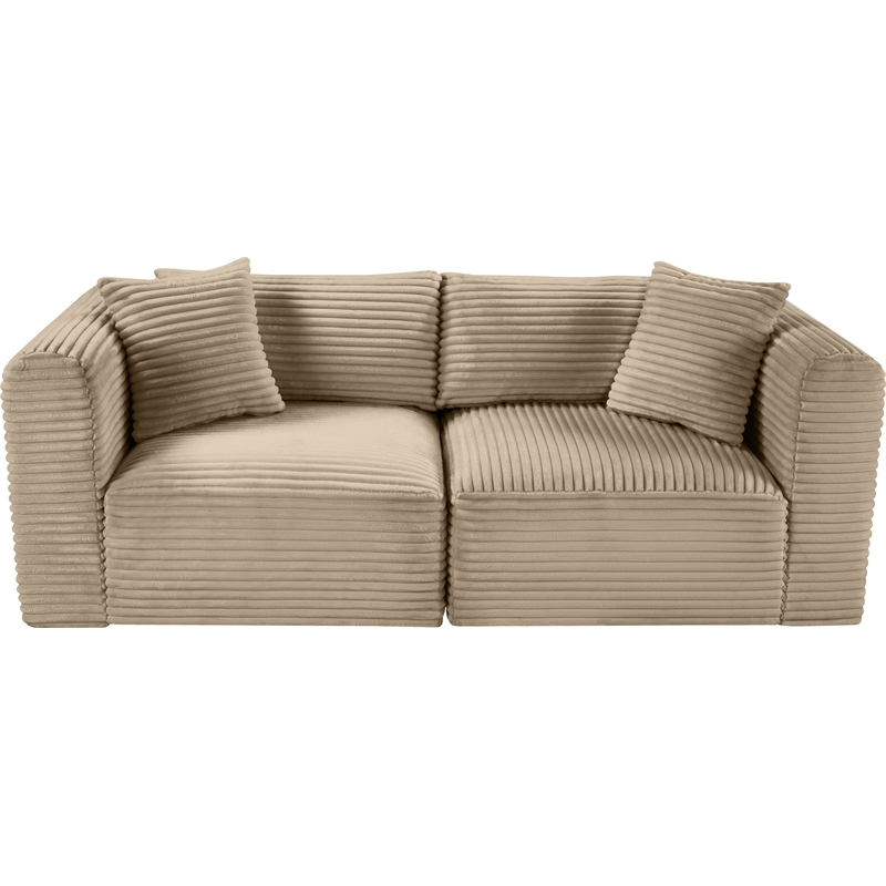 Meridian Furniture 2-Piece Taupe Corduroy Performance Fabric Modular Sofa