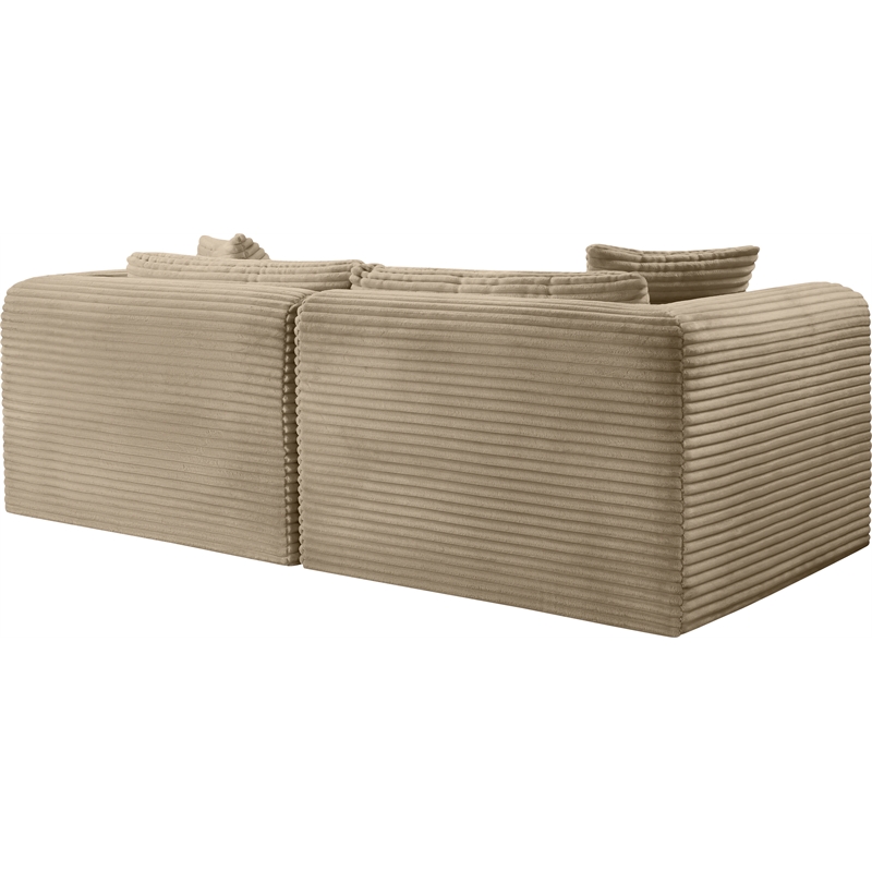 Meridian Furniture 2-Piece Taupe Corduroy Performance Fabric Modular Sofa