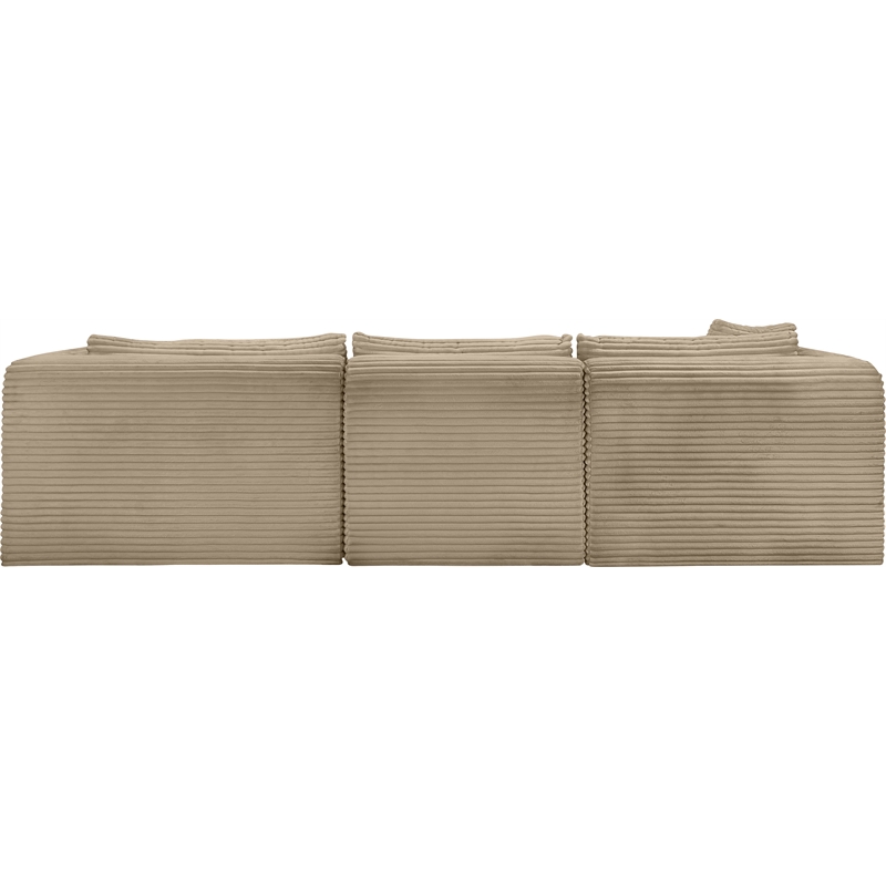 Meridian Furniture 3-Piece Taupe Corduroy Performance Fabric Modular Sectional
