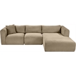 Meridian Furniture 3-Piece Taupe Corduroy Performance Fabric Modular Sectional