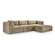 Meridian Furniture 3-Piece Taupe Corduroy Performance Fabric Modular Sectional