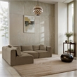 Meridian Furniture 4-Piece Taupe Corduroy Performance Fabric Modular Sectional