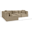 Meridian Furniture 4-Piece Taupe Corduroy Performance Fabric Modular Sectional