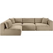 Meridian Furniture 4-Piece Taupe Corduroy Performance Fabric Modular Sectional