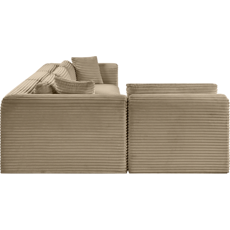 Meridian Furniture 4-Piece Taupe Corduroy Performance Fabric Modular Sectional