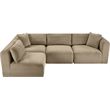 Meridian Furniture 4-Piece Taupe Corduroy Performance Fabric Modular Sectional