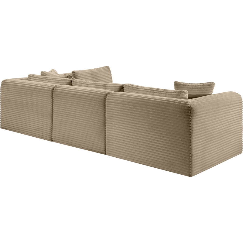 Meridian Furniture 4-Piece Taupe Corduroy Performance Fabric Modular Sectional